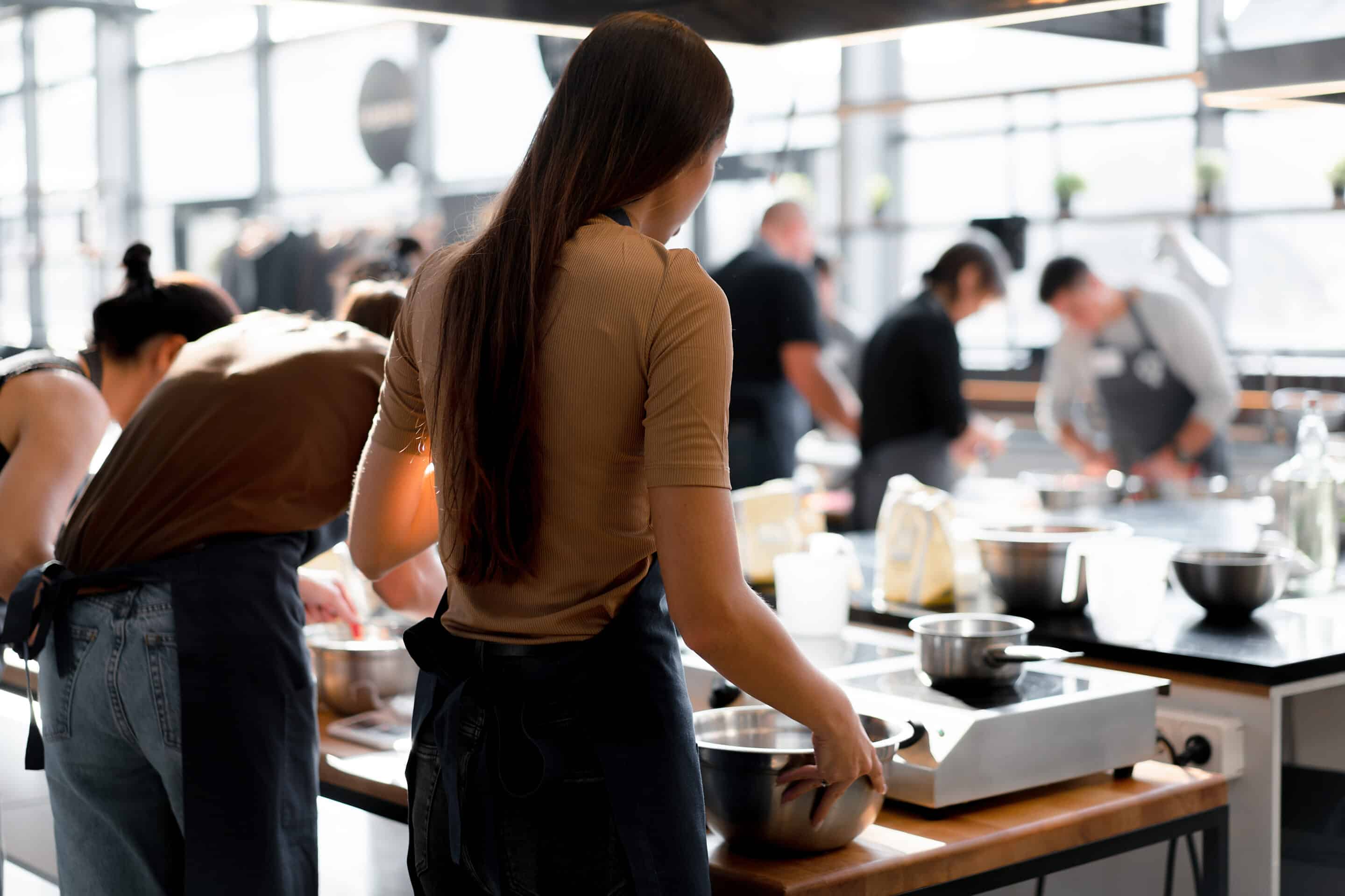 Culinaryclass Backviewoftheprocessofcooking Different
